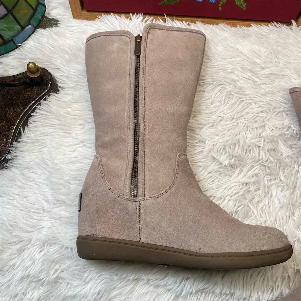 Skechers Women's Plus 3 Pulley Mid-Calf Boots Dark Taupe Size 8
